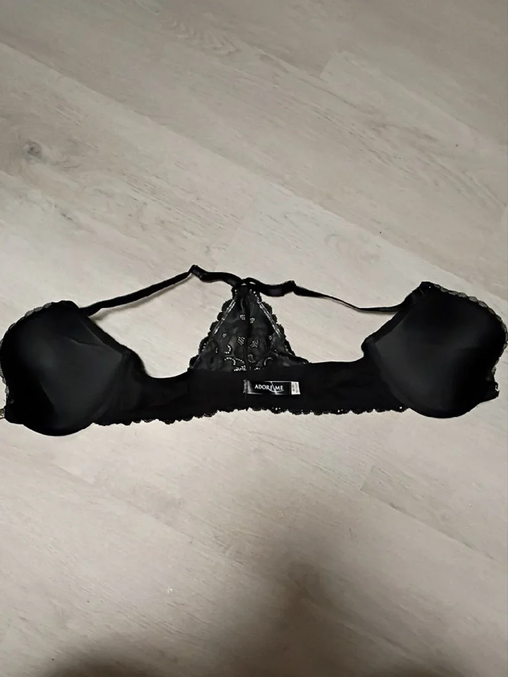 Adore Me Black Longline Lace-Back Bra